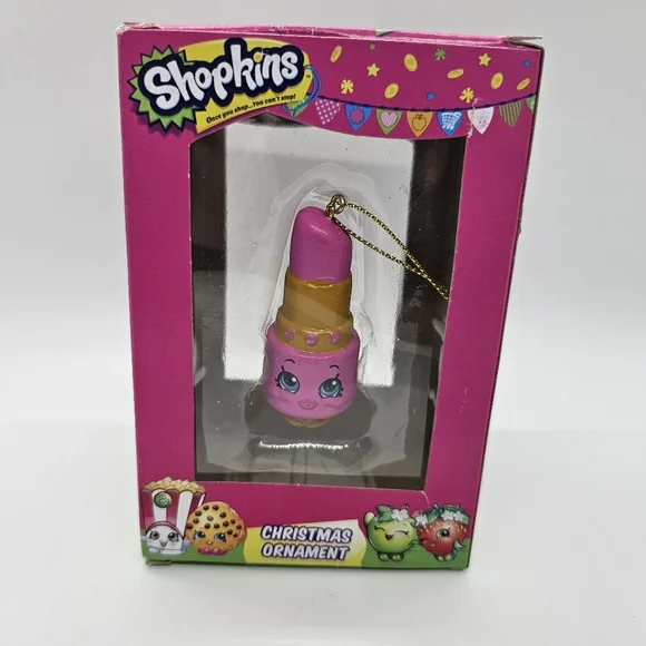 Shopkins "Lippy Lips" Pink Lipstick Holiday Christmas Ornament Kurt S. Adler New - Picture 1 of 5